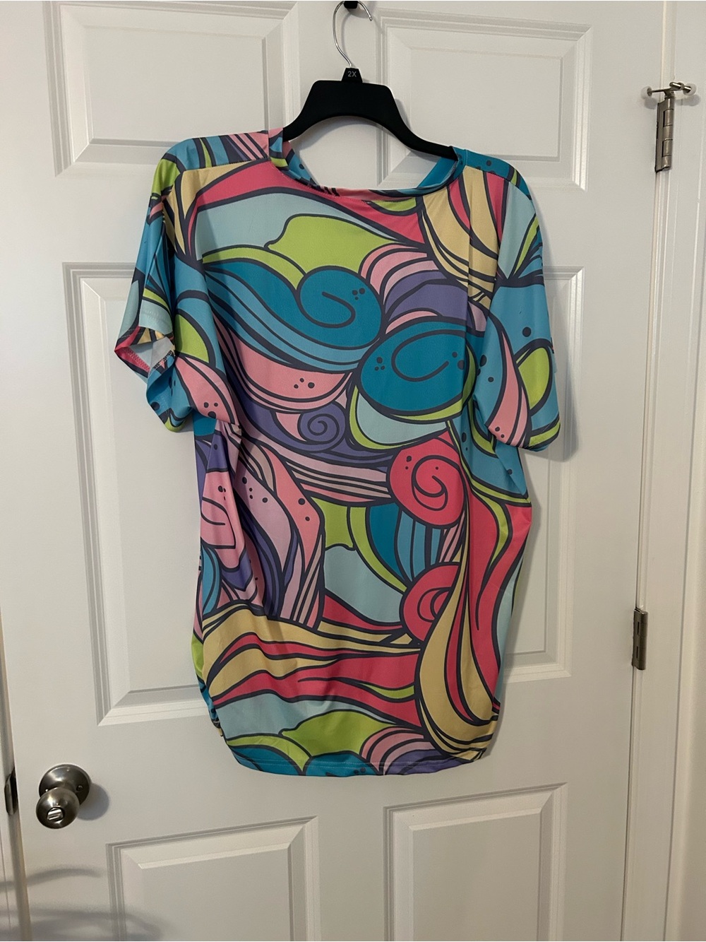 Multicolor Abstract V-Neck Short Sleeve Tee. NWT - Picture 5 of 5